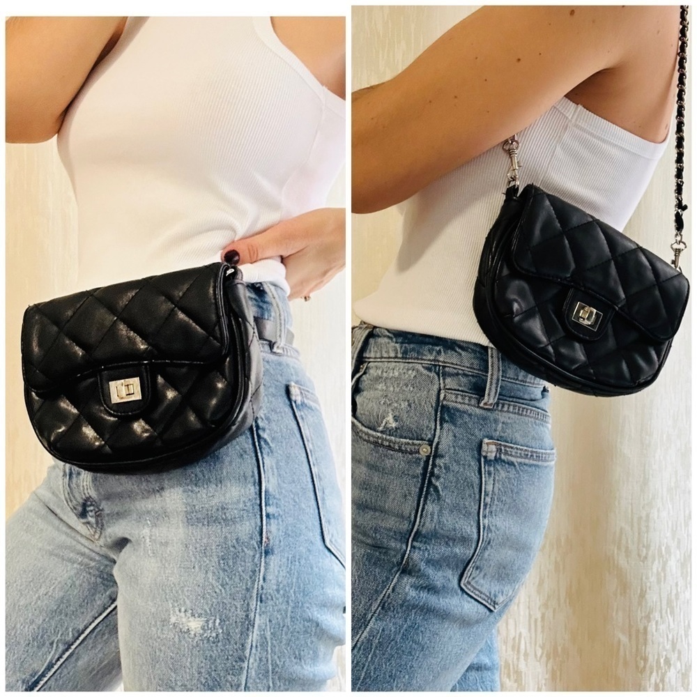 Quilted shoulder waist  bag